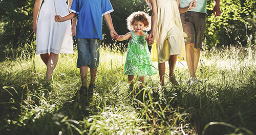 family in field
